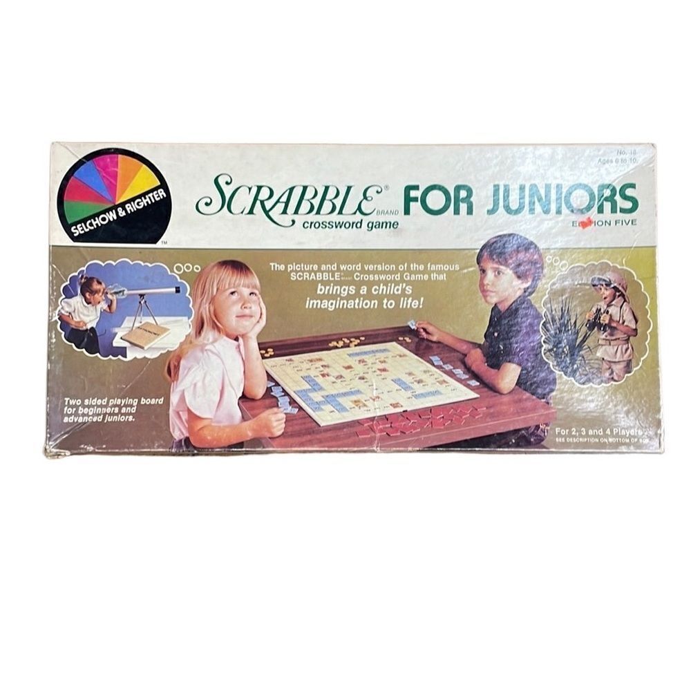 Vintage 1982 Scrabble for Juniors Double Sided Board Complete